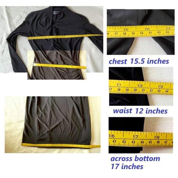 Norma Kamali Black Faux Wrap Dress Size XS Timeless Vintage Draping Elegance - Picture 12 of 14